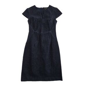 Banana Republic Angled Seam Pencil Dress Women's Sz 0 Short Sleeve Navy NWOT